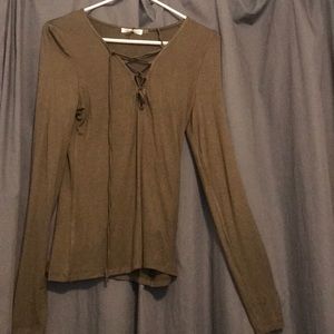 Army green long sleeve with chest detail